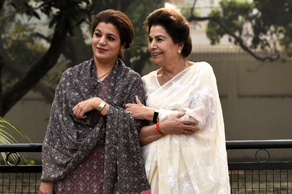 Begum Noor Bano of Rampur with her daughter in law, during a photo shoot at her home, Noor Mahal, in Rampur for the family portrait by G Caffe.